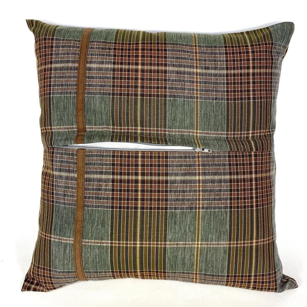 Set of 2 Croscill Plaid Throw‎ Pillow Covers 14x14 Handmade Rustic Cabin Decor